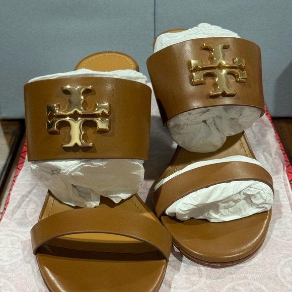 Tory Burch Everly Wedge Sandals 65mm in Royal Tan Brown Size 6.5 - Picture 4 of 7